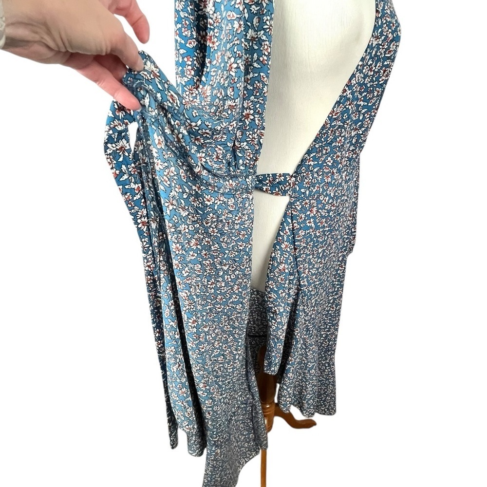 Pretty Garden Women’s Floral Cottagecore Wrap Teal Dress Size Small - Picture 8 of 13